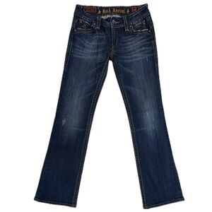 Rock Revival Chrissie Bootcut Jeans – Size 30 – Dark Wash Fleur-de-Lis